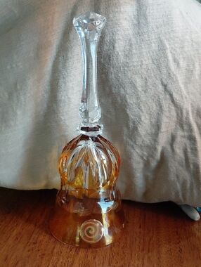 Lead Crystal Highly Polished Amber Bottom Bell 8 Inches Tall